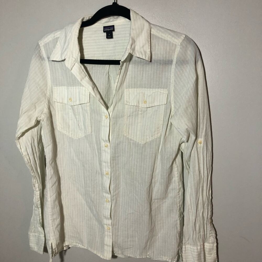 Patagonia womens lightweight organic cotton hemp button up long sleeve shirt M